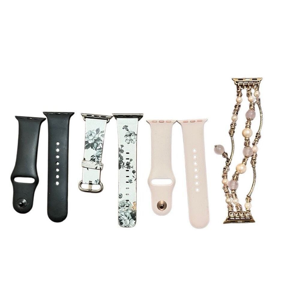 Bundle (4) Apple Watch bands 38 mm pink/ black/ floral/ beaded